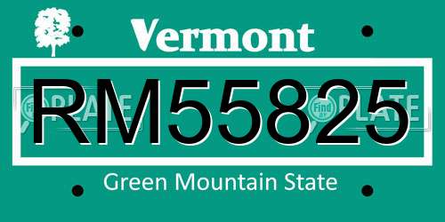 RM55825 Vermont License Plate