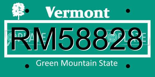 RM58828 Vermont License Plate