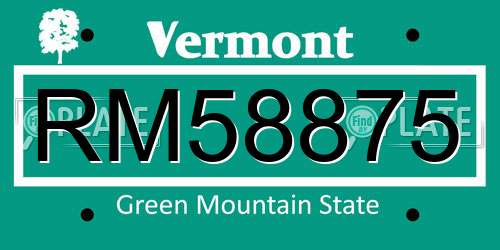 RM58875 Vermont License Plate