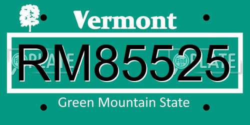 RM85525 Vermont License Plate