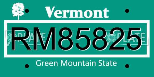 RM85825 Vermont License Plate