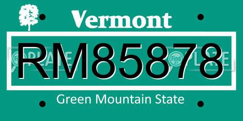 RM85878 Vermont License Plate