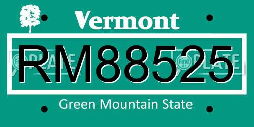 RM88525 Vermont License Plate