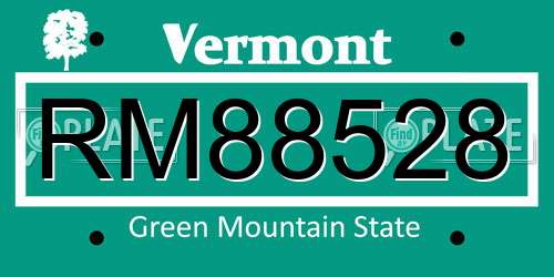 RM88528 Vermont License Plate