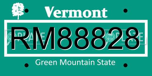 RM88828 Vermont License Plate
