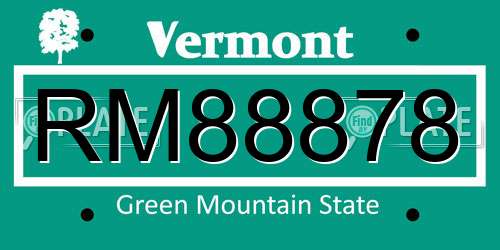RM88878 Vermont License Plate
