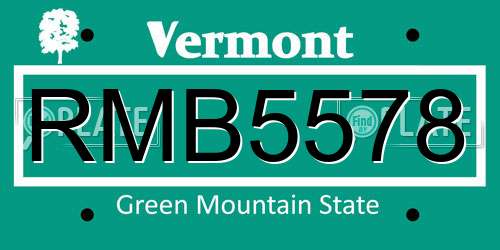 RMB5578 Vermont License Plate