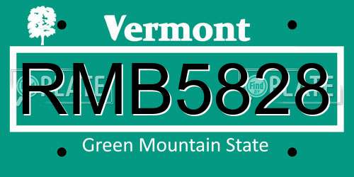 RMB5828 Vermont License Plate