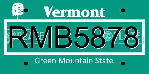 RMB5878 Vermont License Plate