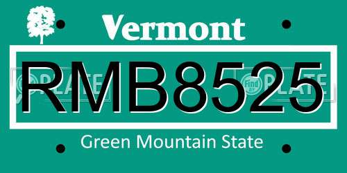 RMB8525 Vermont License Plate