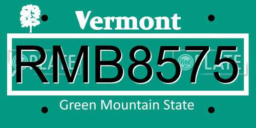 RMB8575 Vermont License Plate