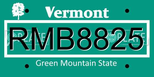 RMB8825 Vermont License Plate