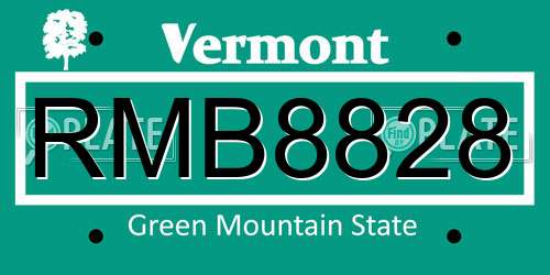 RMB8828 Vermont License Plate