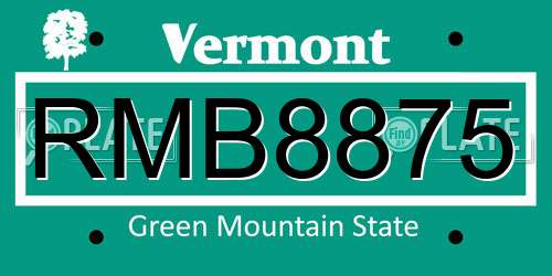 RMB8875 Vermont License Plate