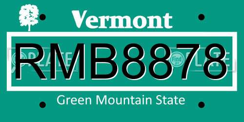 RMB8878 Vermont License Plate