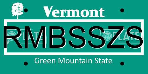RMBSSZS Vermont License Plate