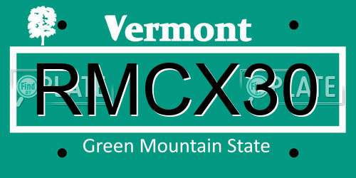 RMCX30 Vermont License Plate