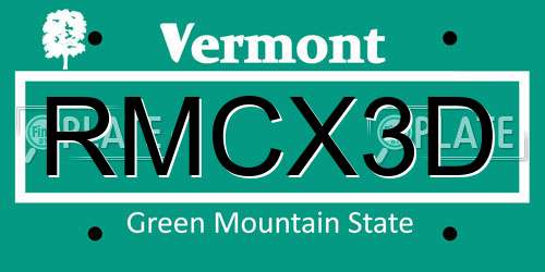 RMCX3D Vermont License Plate