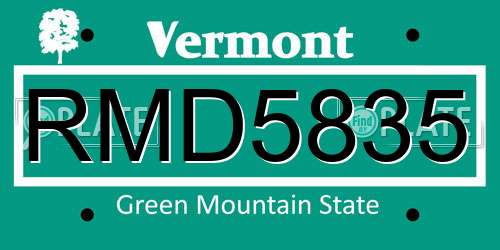 RMD5835 Vermont License Plate