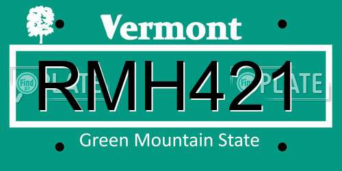 RMH421 Vermont License Plate