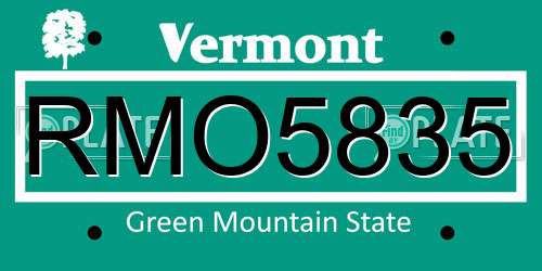 RMO5835 Vermont License Plate
