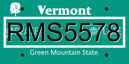 RMS5578 Vermont License Plate