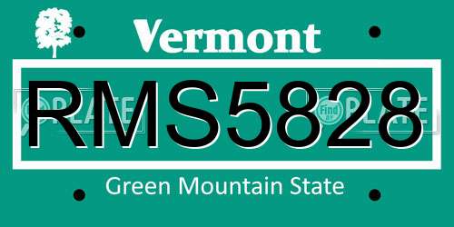 RMS5828 Vermont License Plate