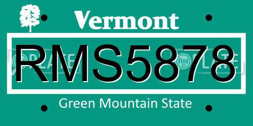 RMS5878 Vermont License Plate