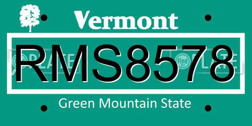 RMS8578 Vermont License Plate