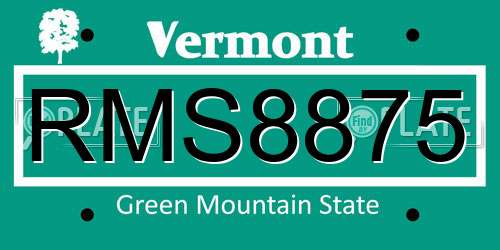 RMS8875 Vermont License Plate