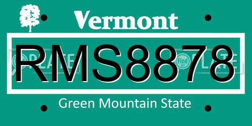 RMS8878 Vermont License Plate