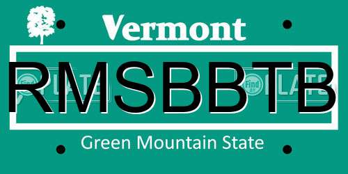 RMSBBTB Vermont License Plate