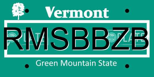 RMSBBZB Vermont License Plate