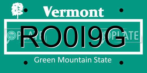 RO0I9G Vermont License Plate