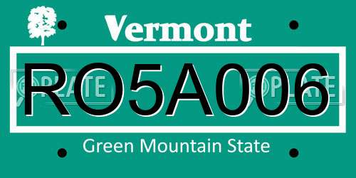 RO5A006 Vermont License Plate