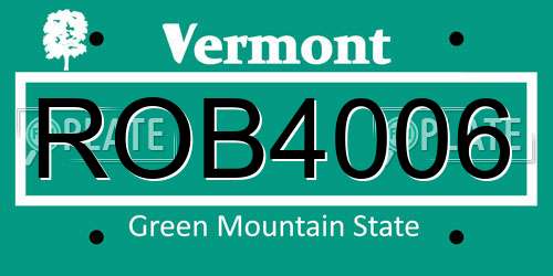 ROB4006 Vermont License Plate