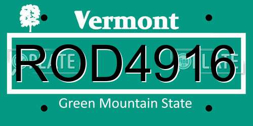 ROD4916 Vermont License Plate