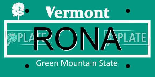 RONA Vermont License Plate