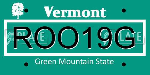 ROO19G Vermont License Plate