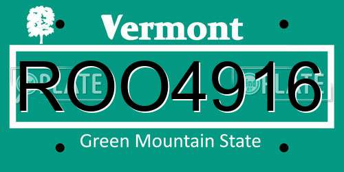 ROO4916 Vermont License Plate