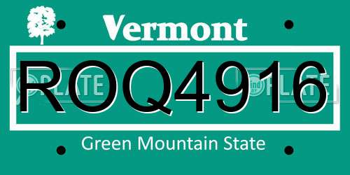 ROQ4916 Vermont License Plate