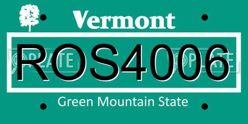 ROS4006 Vermont License Plate