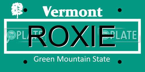 ROXIE Vermont License Plate