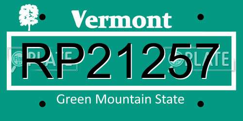 RP21257 Vermont License Plate