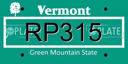 RP315 Vermont License Plate