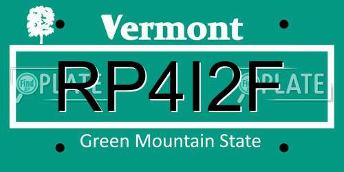 RP4I2F Vermont License Plate
