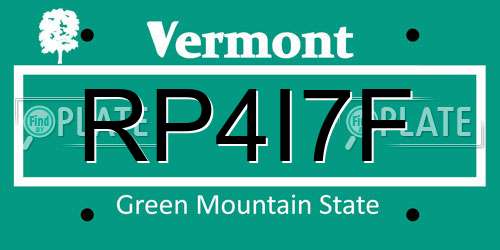 RP4I7F Vermont License Plate