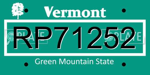 RP71252 Vermont License Plate