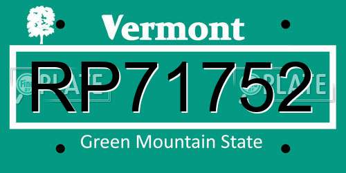 RP71752 Vermont License Plate