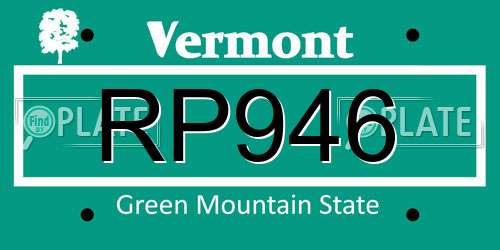 RP946 Vermont License Plate